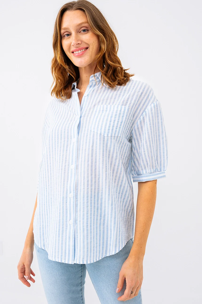 La blouse manches courtes rayé