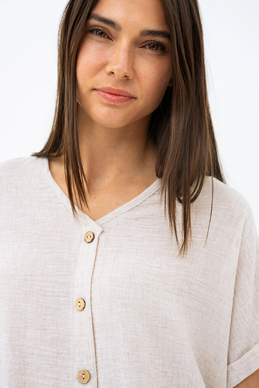 La blouse ample aspect lin à nouer - Image 3