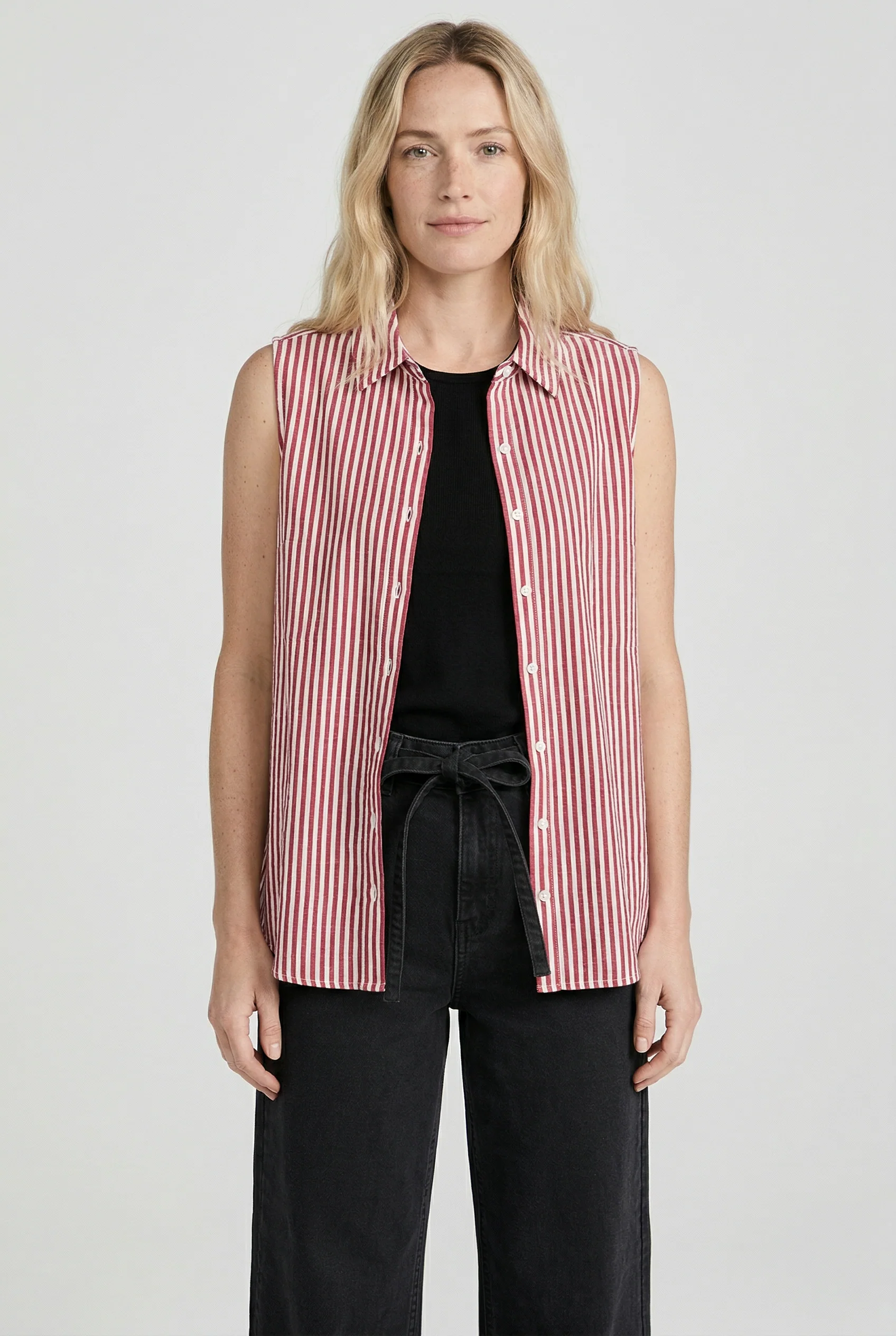 La chemise rayée ample sans manches - Image 3