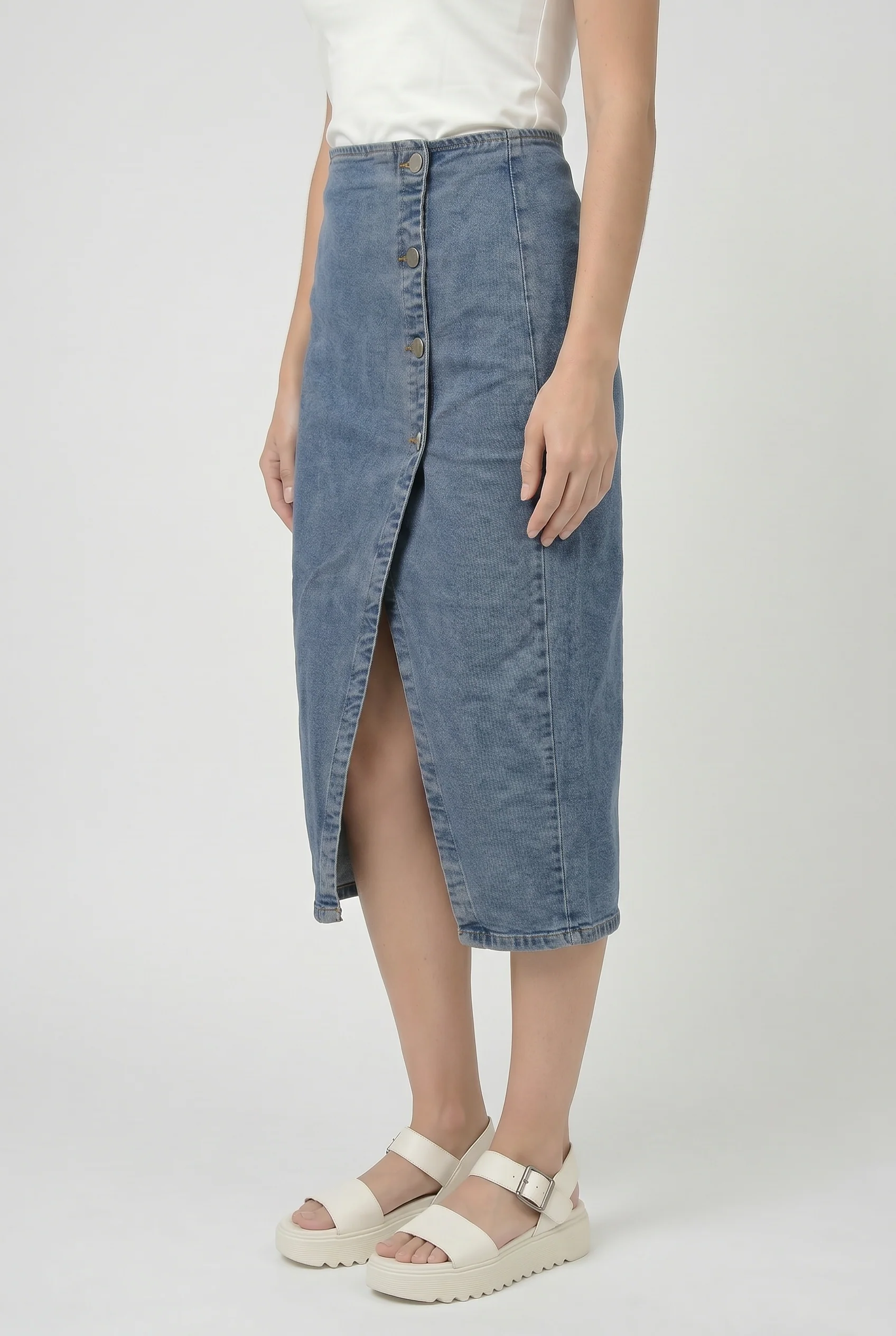 Jupe midi asymétrique en denim | Modèle Anna - Image 3
