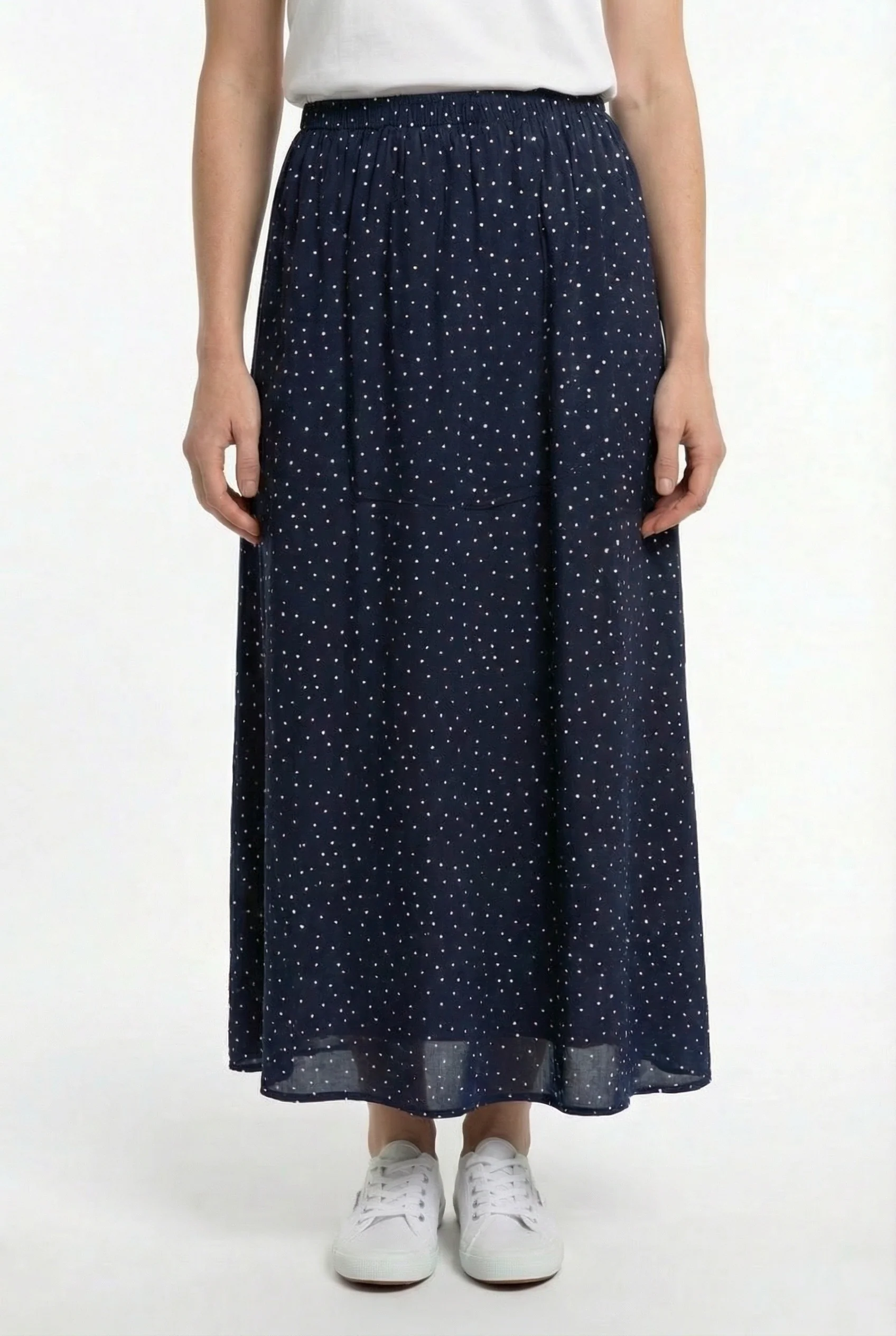 Jupe midi à pois marine - Image 2