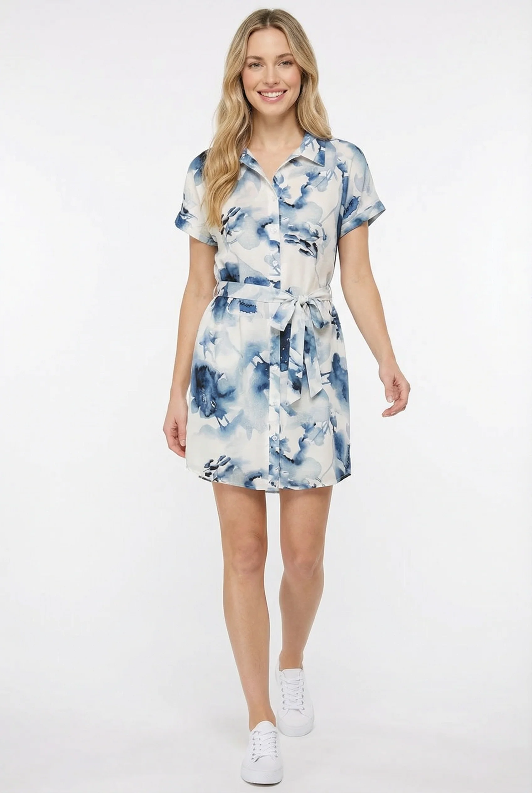 La robe fleurie blanche et bleu - Image 2