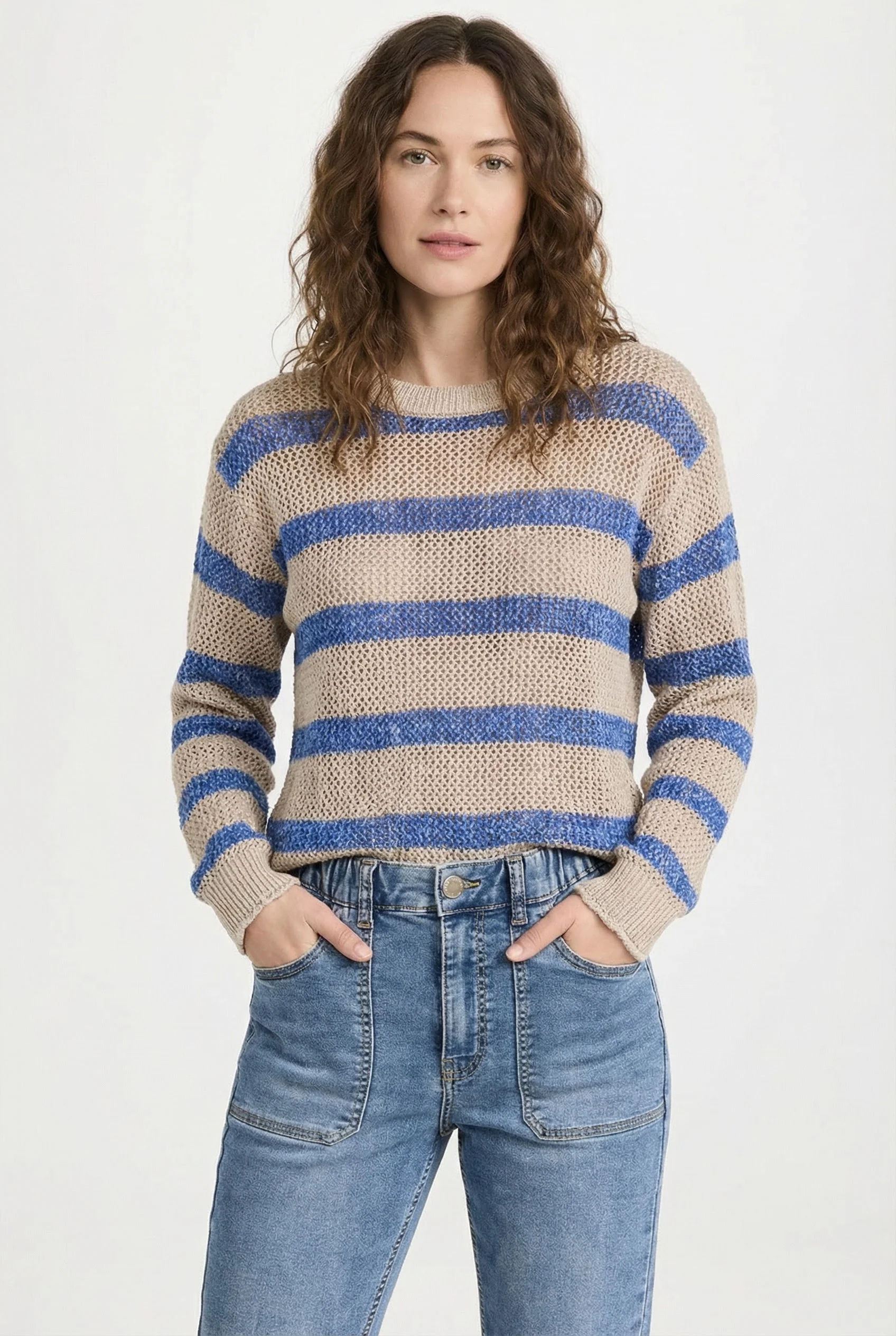 Le chandail en maille légère à rayures bleues - Image 2