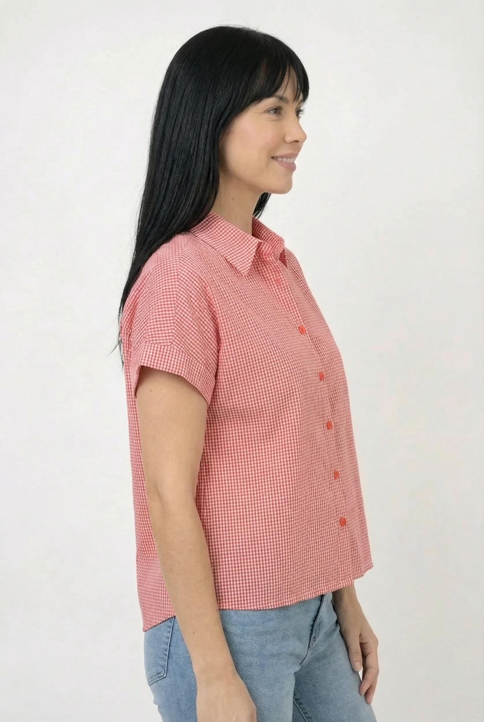 La blouse à manches courtes à motif vichy - Image 5