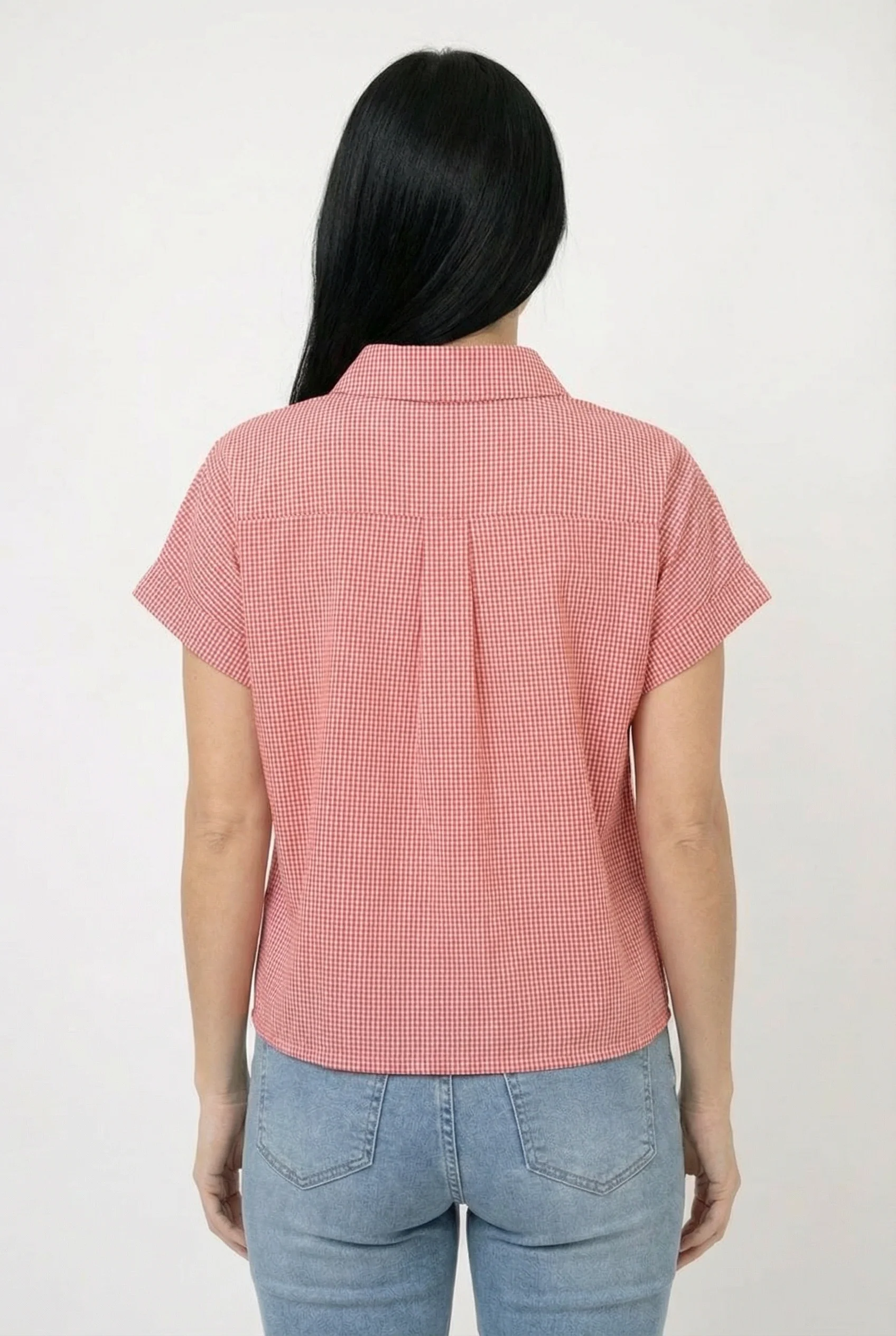 La blouse à manches courtes à motif vichy - Image 6