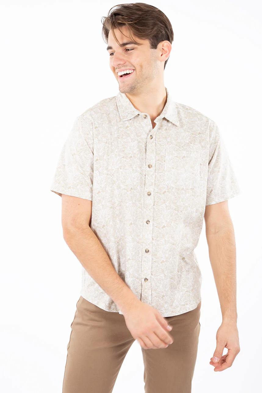Chemise manches courtes motif feuillage | 2 couleurs