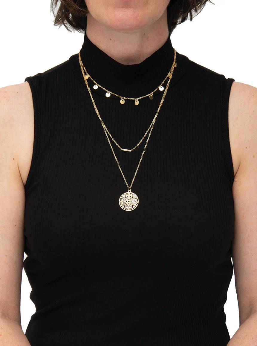 Collier trois étages pendentif minimaliste - Image 3
