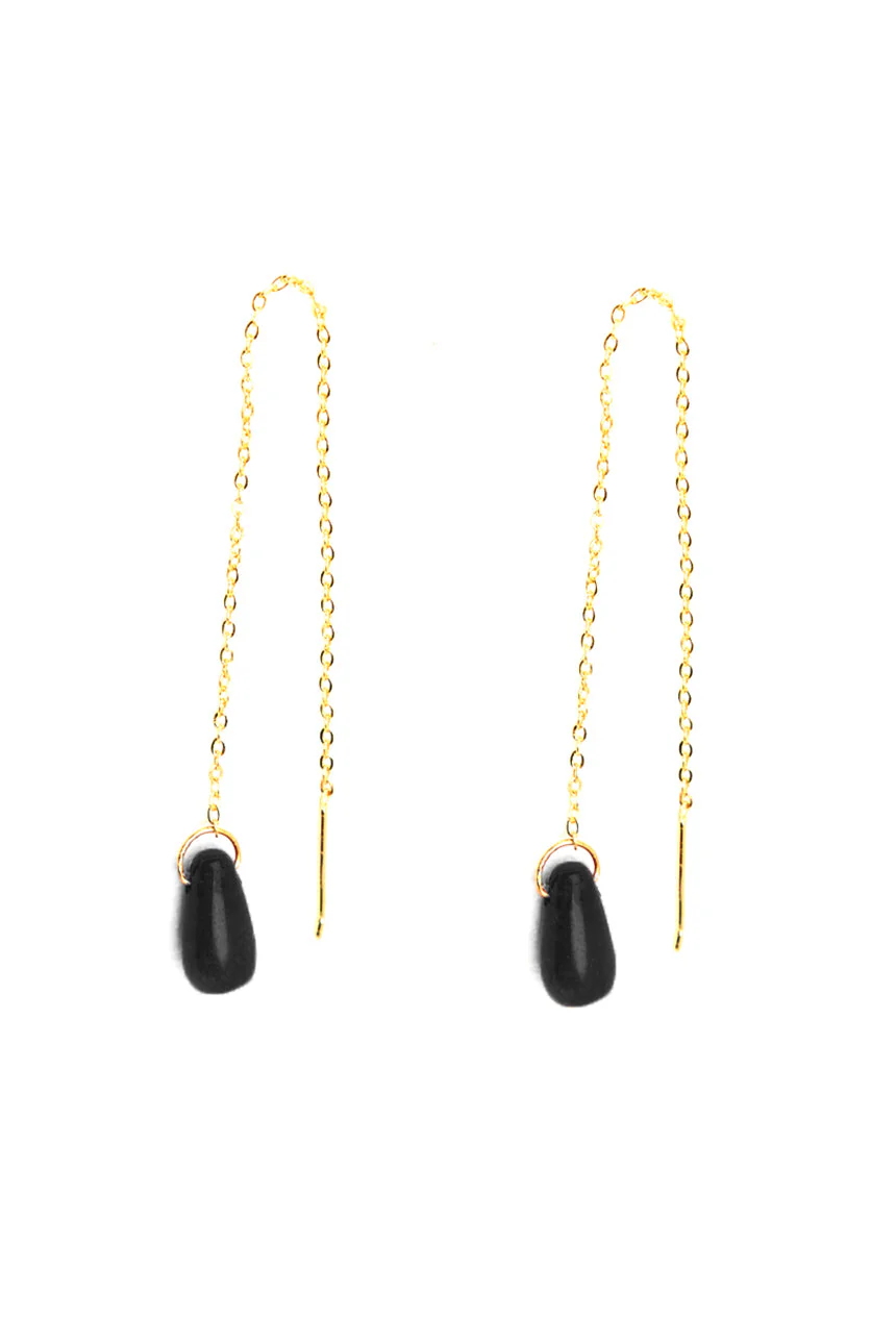 Boucles d’oreilles pendantes avec pierre goutte d’eau | 3 couleurs