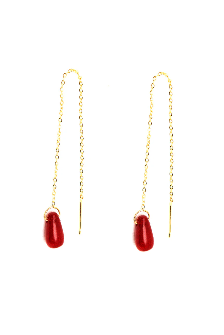 Boucles d’oreilles pendantes avec pierre goutte d’eau | 3 couleurs - Image 3