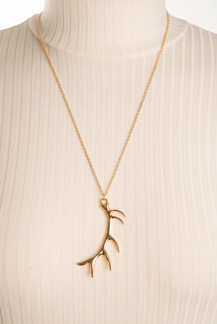 Collier chaîne bois de cerf | 2 couleurs
