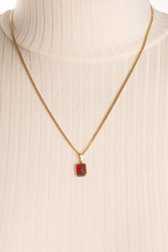 Collier chaîne pierre colorée