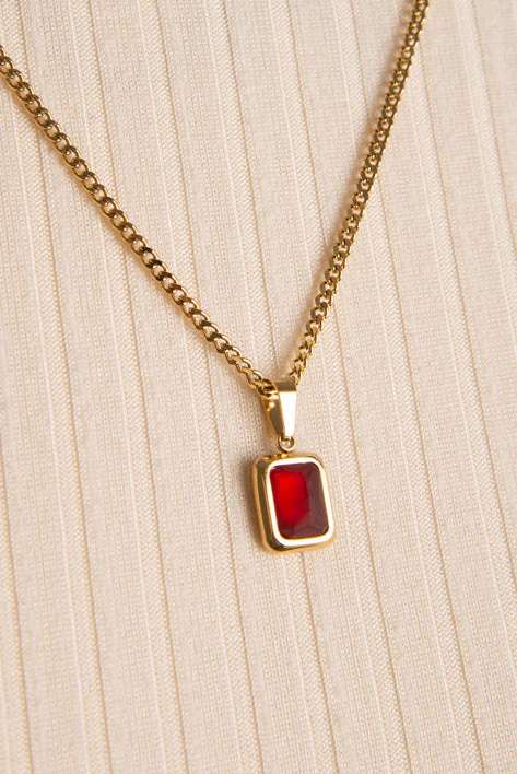 Collier chaîne pierre colorée - Image 2