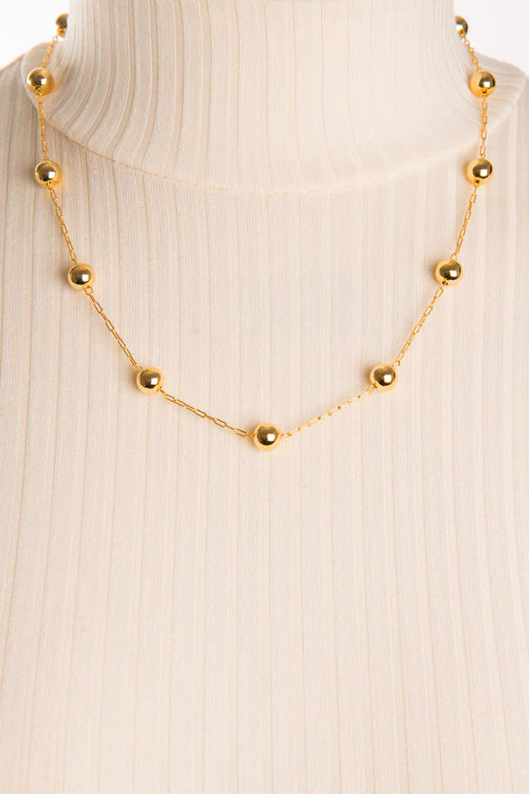Collier chaîne rectangle et billes | 2 couleurs
