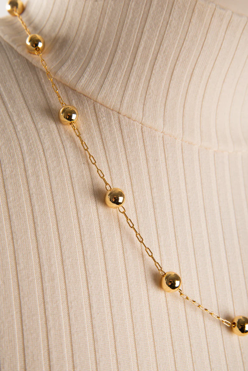 Collier chaîne rectangle et billes | 2 couleurs - Image 2