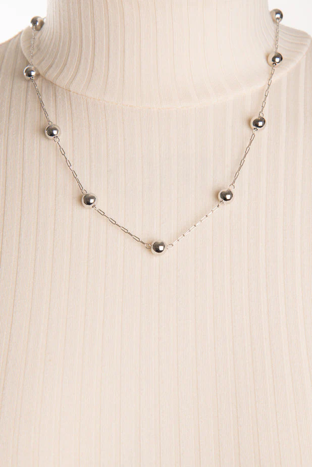 Collier chaîne rectangle et billes | 2 couleurs - Image 3