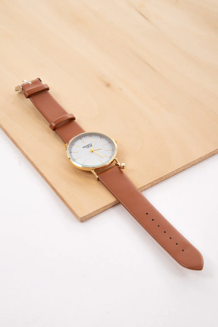 Montre minimaliste cognac