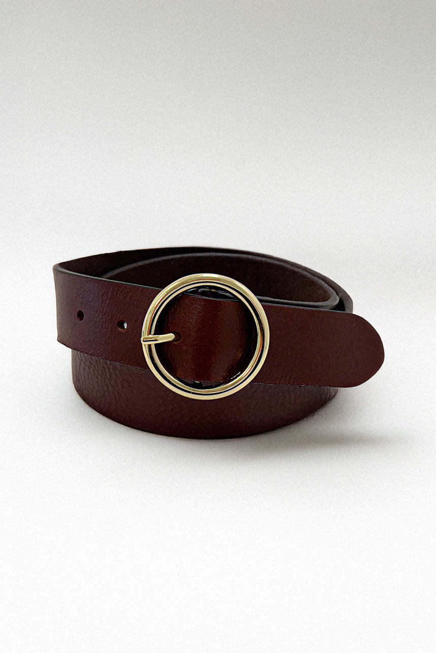 La ceinture en cuir classique avec boucle ronde pleine - Image 2