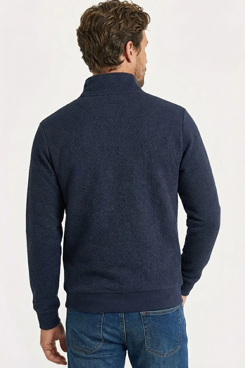 Le chandail demi-zip en matière texturée losange - Image 2