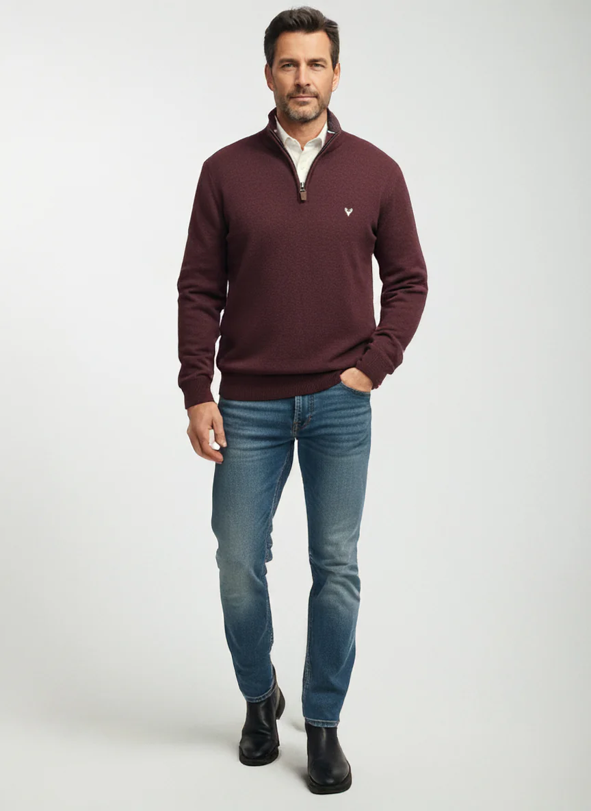 Le chandail en tricot de coton col montant avec fermeture éclair - Image 19
