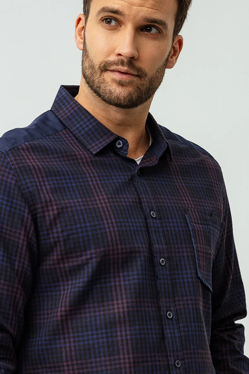 La chemise à carreaux bi-matière - Image 2