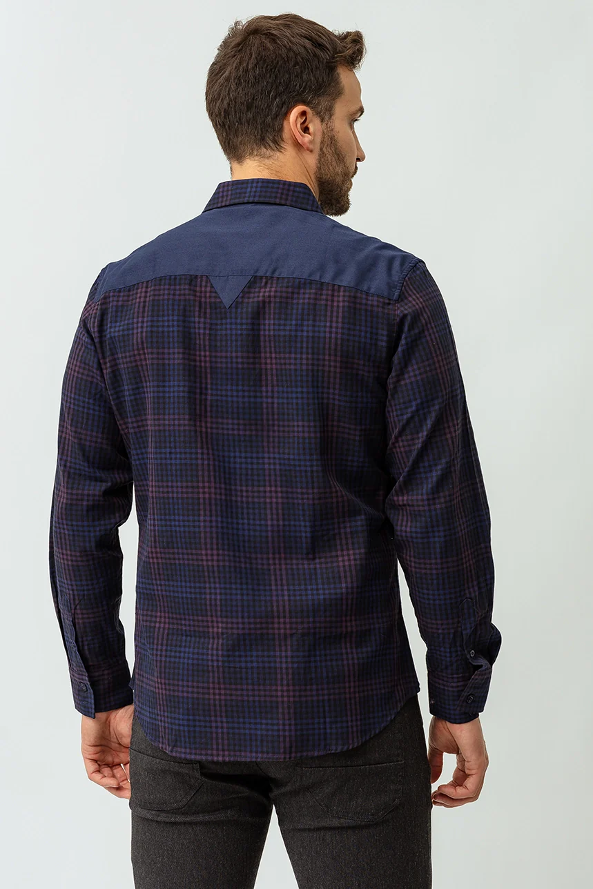 La chemise à carreaux bi-matière - Image 3