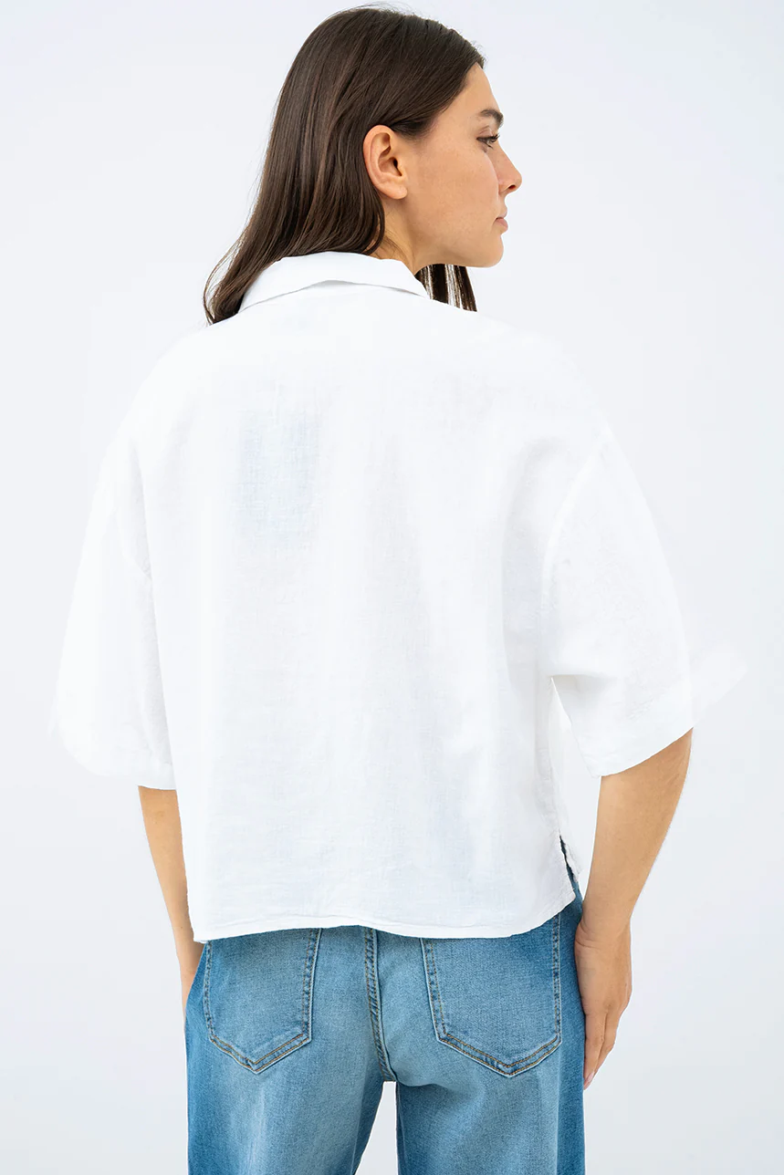 La blouse ample manche courte mélange de lin par Vero Moda - Image 8