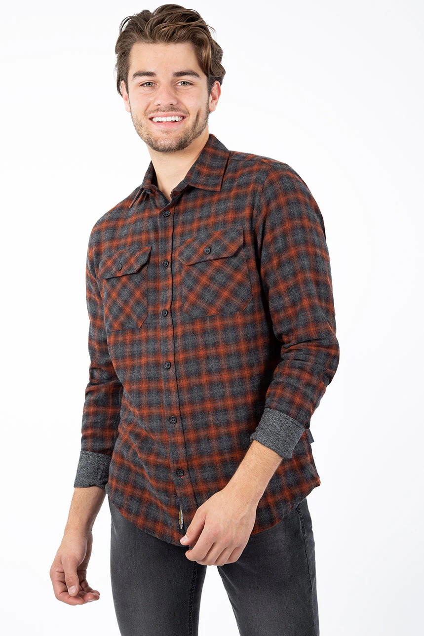 Chemise à carreaux rouille | Projek Raw | Modèle Sawyer