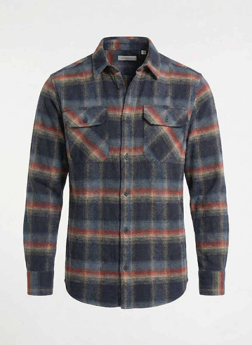 La chemise à carreaux en flanelle marine et rouge - Image 2