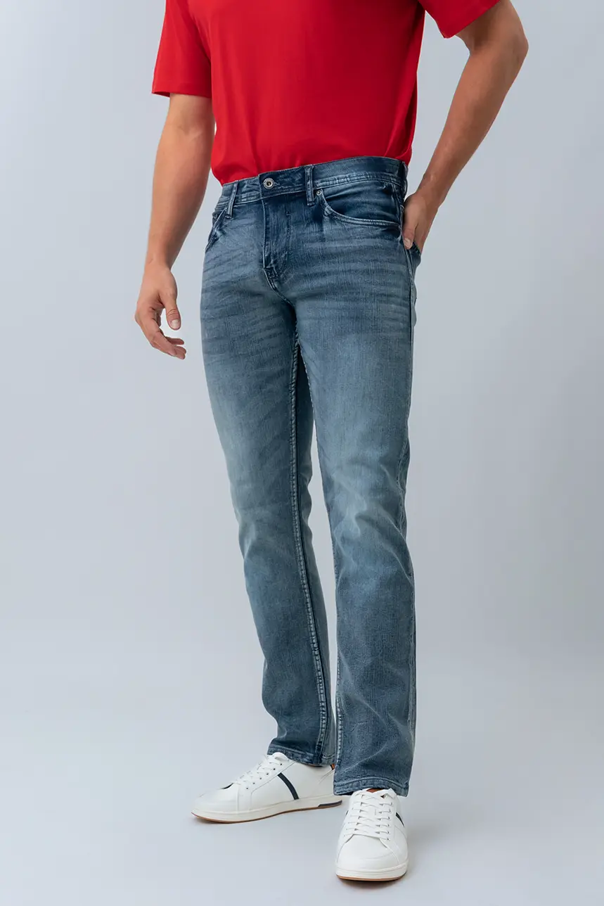 Le jeans droit délavé Projek Raw | Modèle Baru