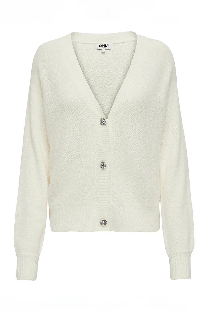 Le cardigan en tricot pelucheux avec boutons en bijou - Image 4