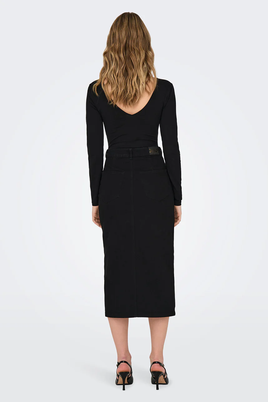 La jupe noire en denim midi - Image 5