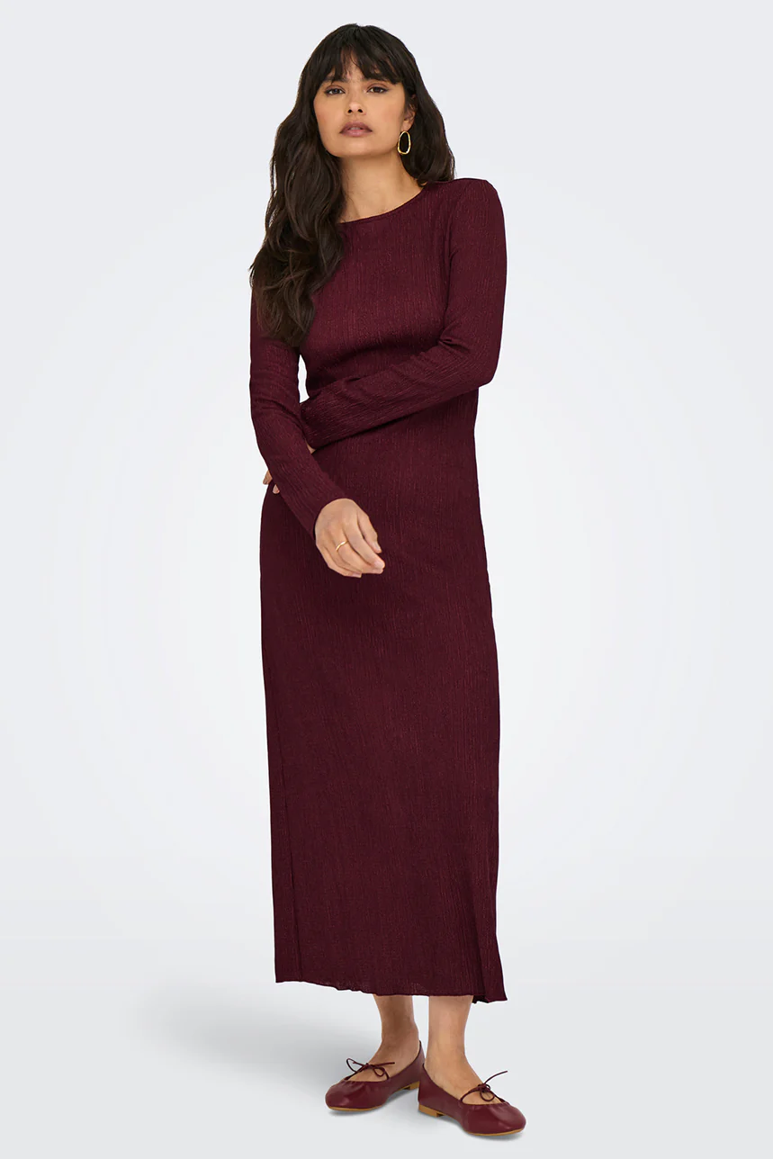 La robe maxi bordeaux à manches longues - Image 2