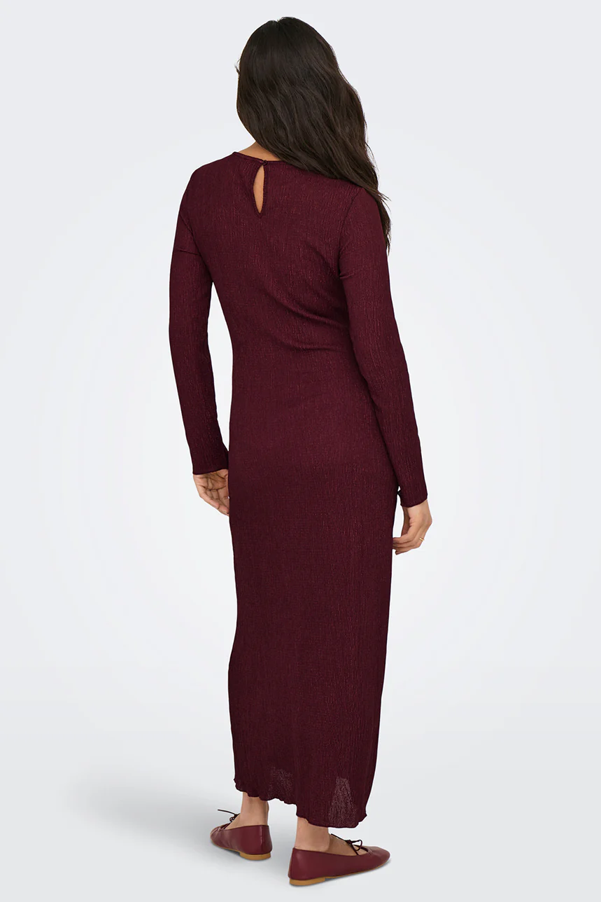 La robe maxi bordeaux à manches longues - Image 4