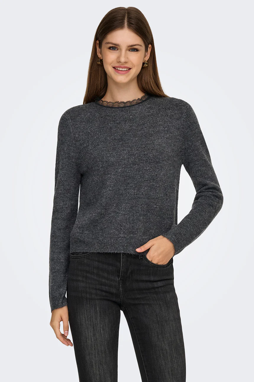 Le chandail charcoal avec dentelle au col - Image 2