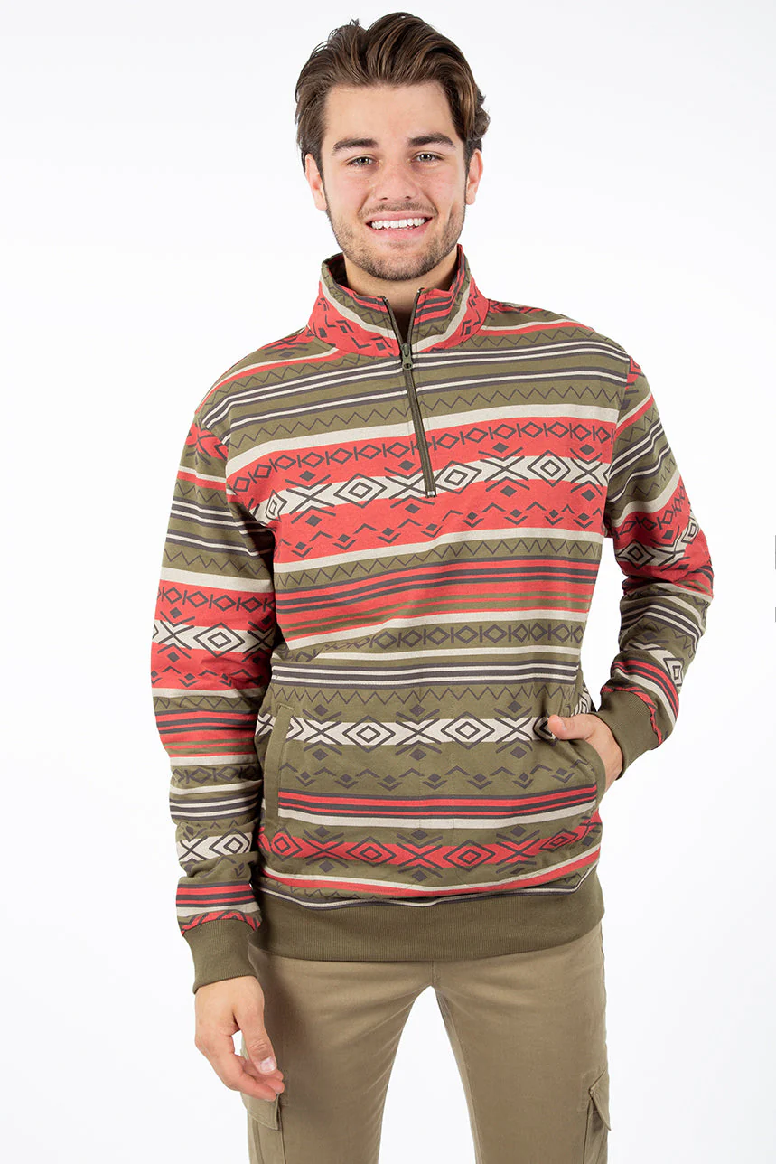 Chandail col montant demi-zip imprimé aztèque | 2 couleurs - Image 3