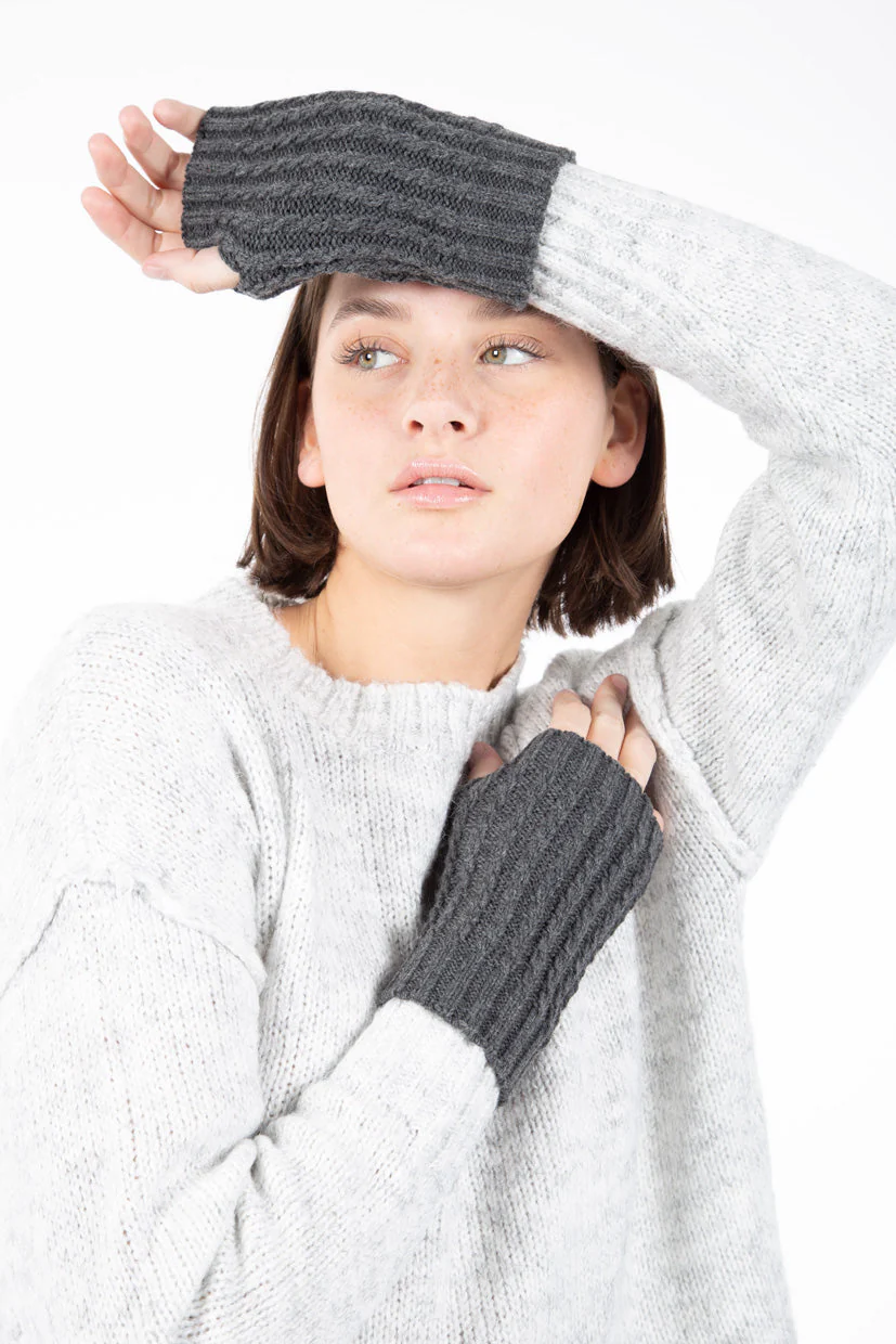 Gants sans doigt tricot texturé