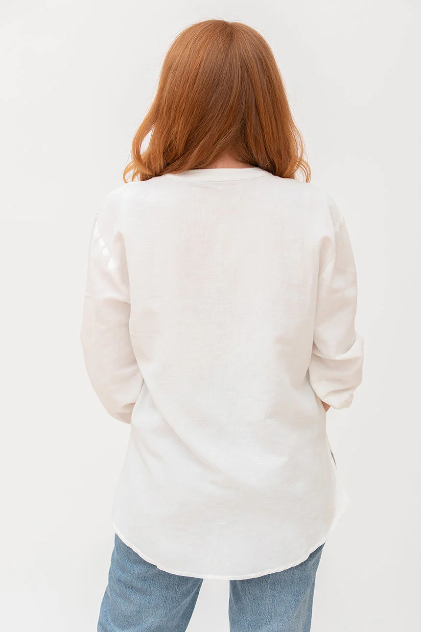 Blouse unie touche de lin | 3 couleurs - Image 2