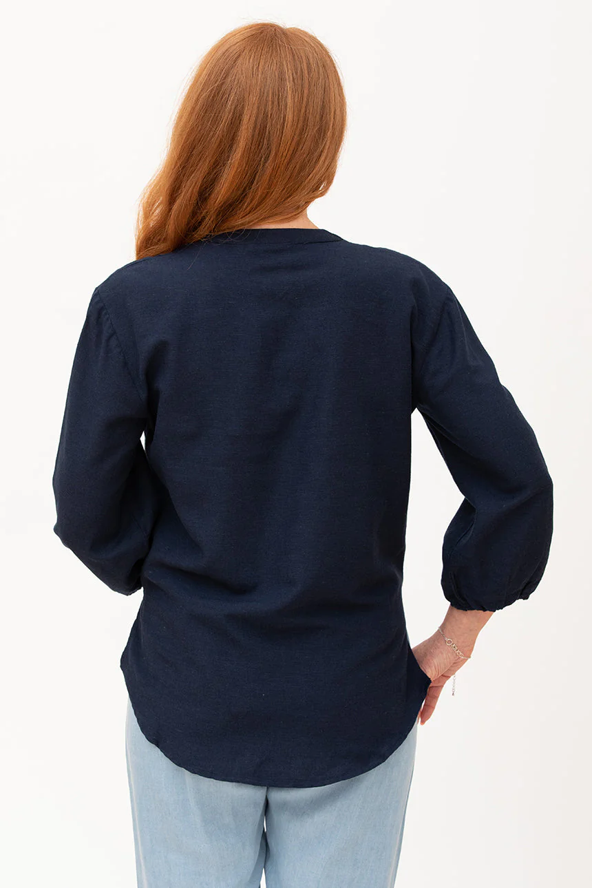 Blouse unie touche de lin | 3 couleurs - Image 4