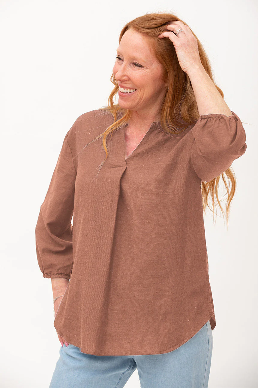 Blouse unie touche de lin | 3 couleurs - Image 5