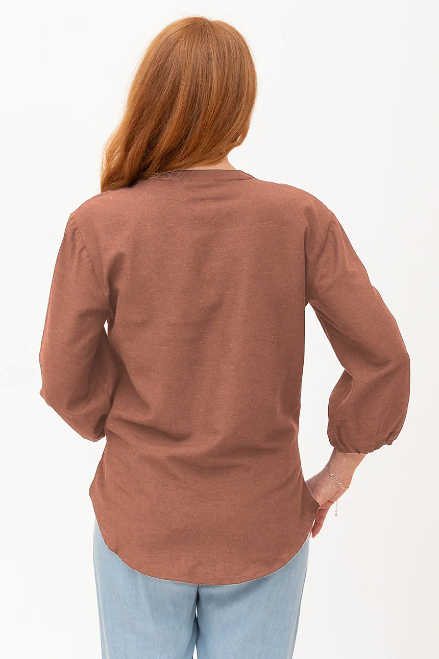 Blouse unie touche de lin | 3 couleurs - Image 6