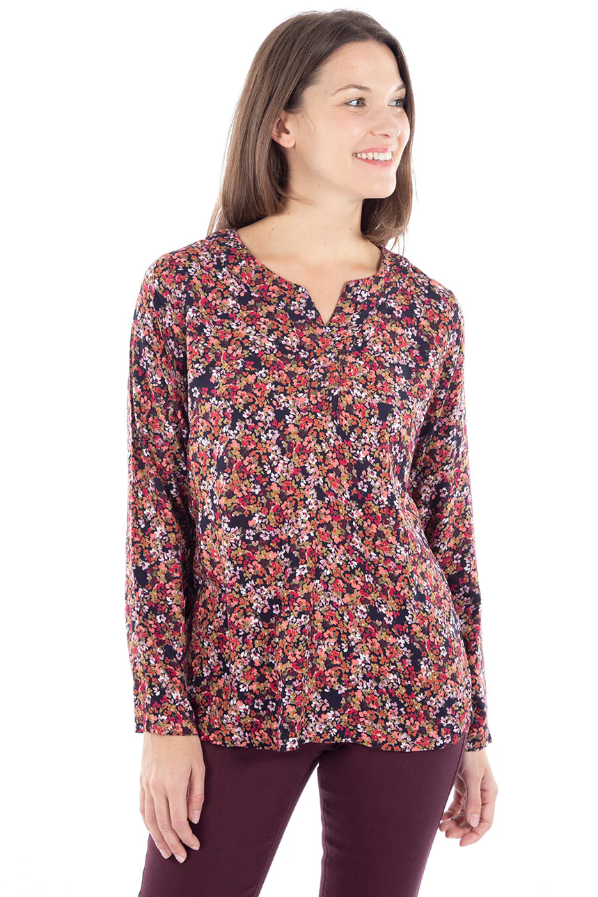 Blouse fleurie col fente | Fransa | 2 couleurs - Image 3