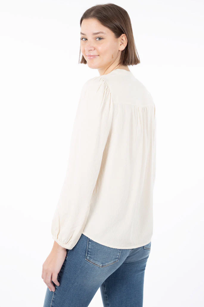 Blouse texturée col fente | Fransa | 2 couleurs - Image 3