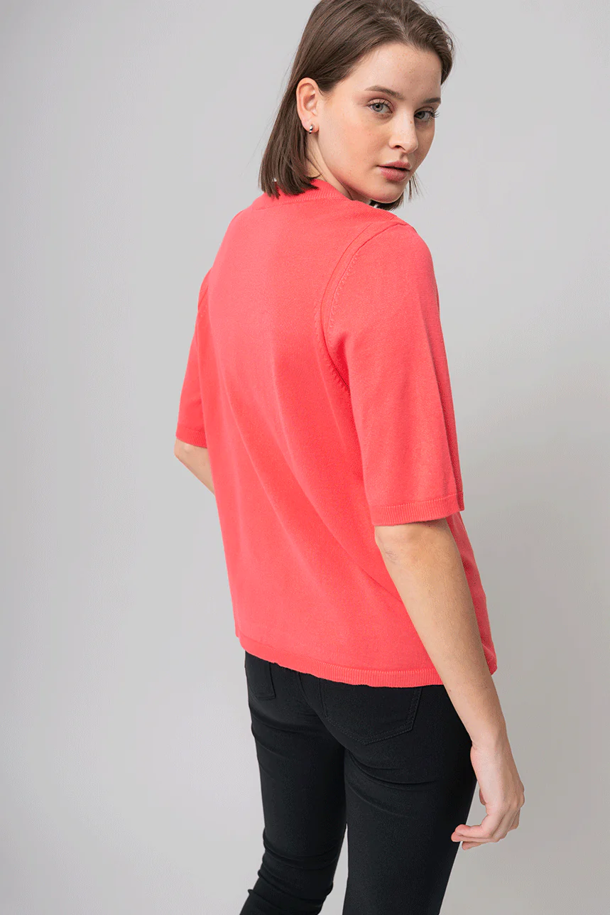 Le t-shirt en tricot léger manches courtes allongées - Image 3