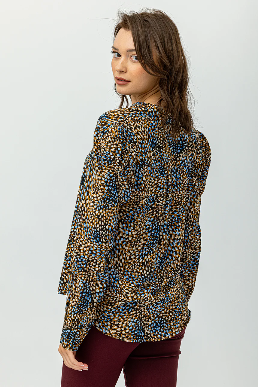 La blouse manches bouffantes imprimé abstrait - Image 2
