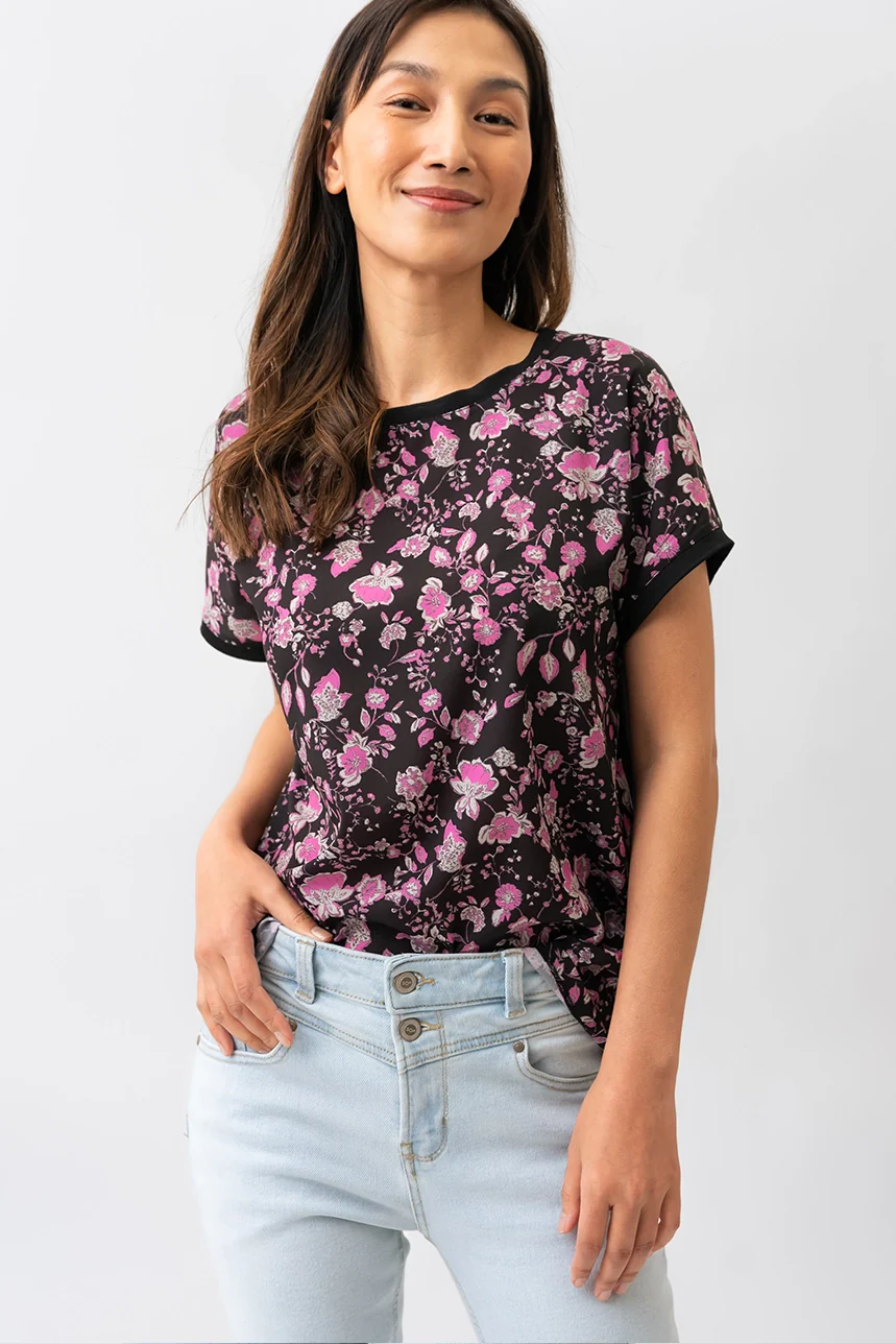 Le t-shirt bi-matière imprimé floral - Image 4