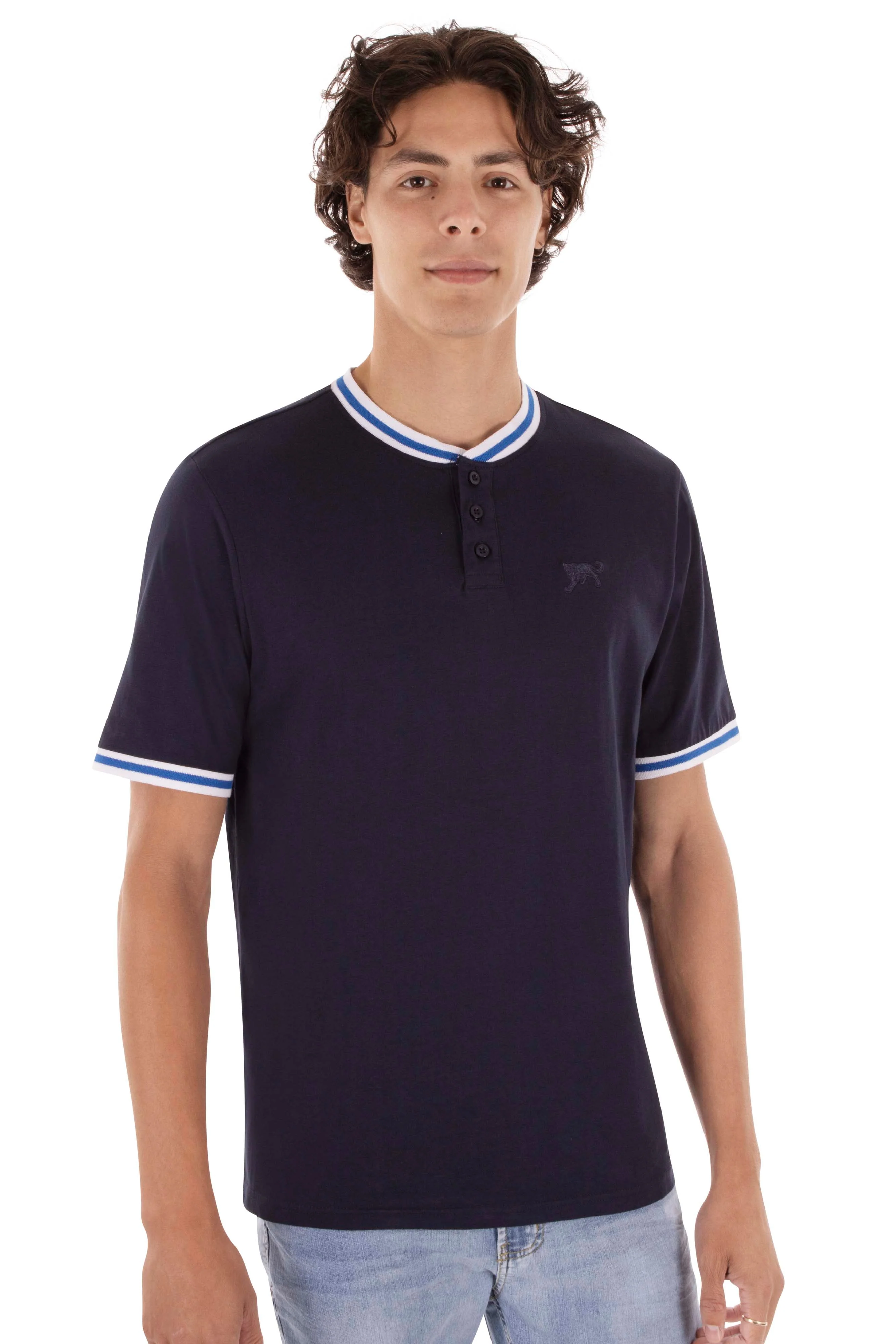 T-shirt uni félin brodé
