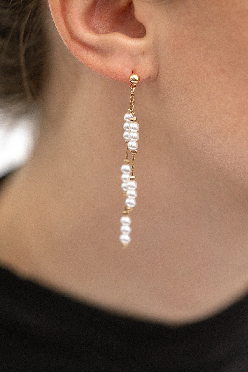 Les boucles d’oreilles chaînes et perles - Image 2