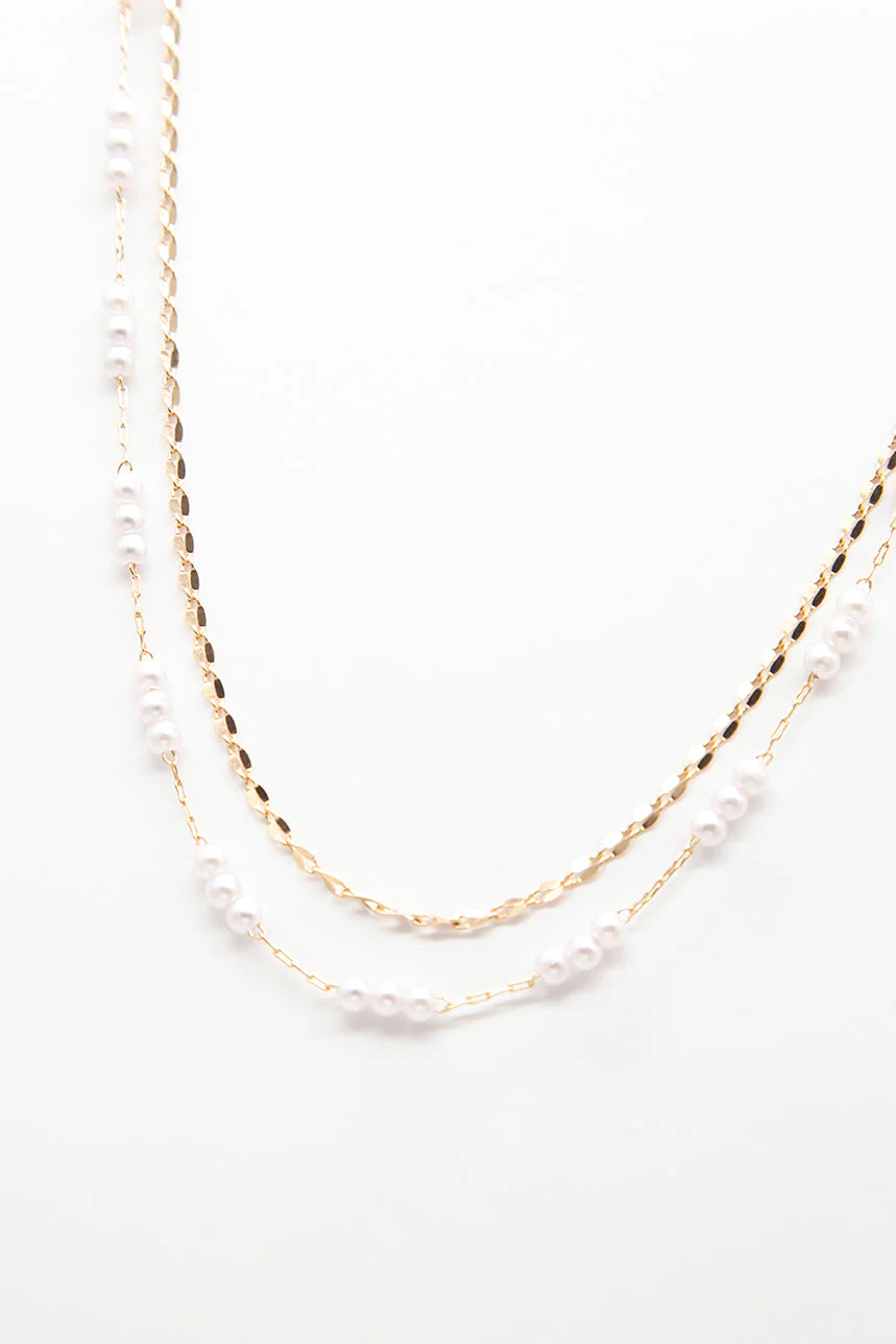 Collier deux chaînes et perles - Image 2