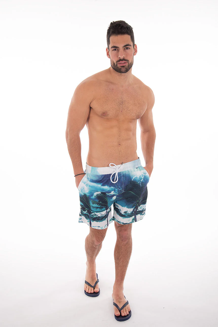 Maillot short imprimé palmiers