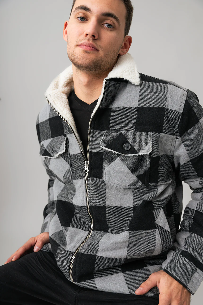 Le manteau à carreaux doublé de sherpa